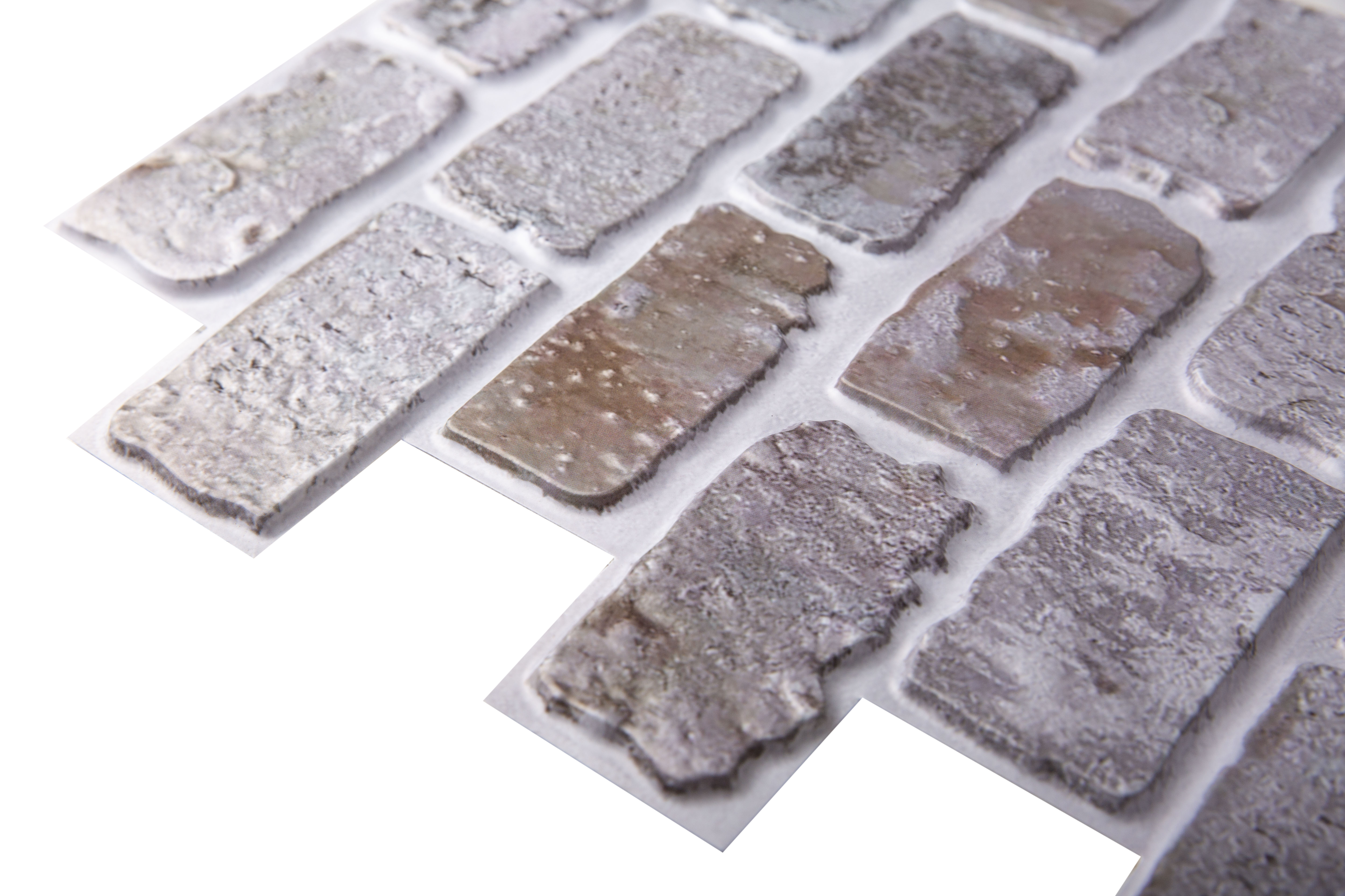 3D Grey Brick Peel and Stick Wall Tile