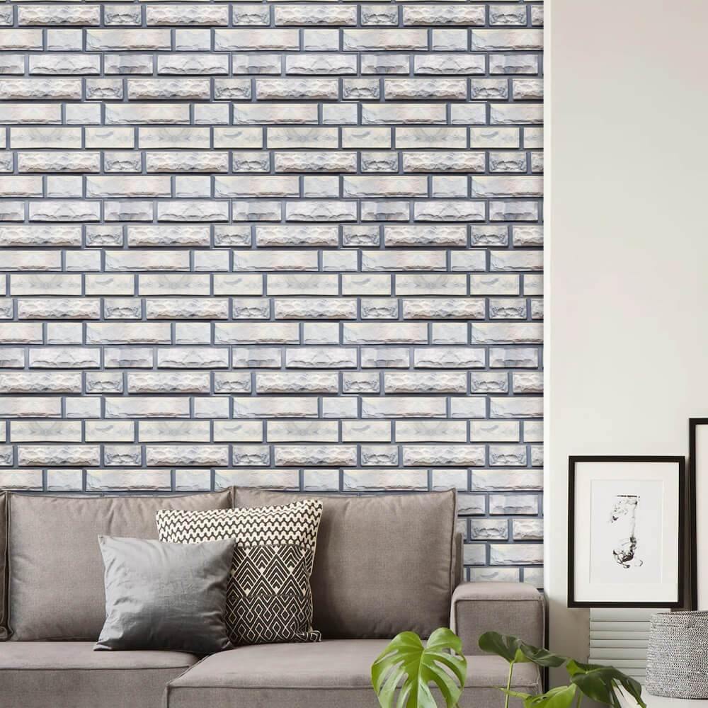 3D Gray Stone Peel and Stick Wall Tile