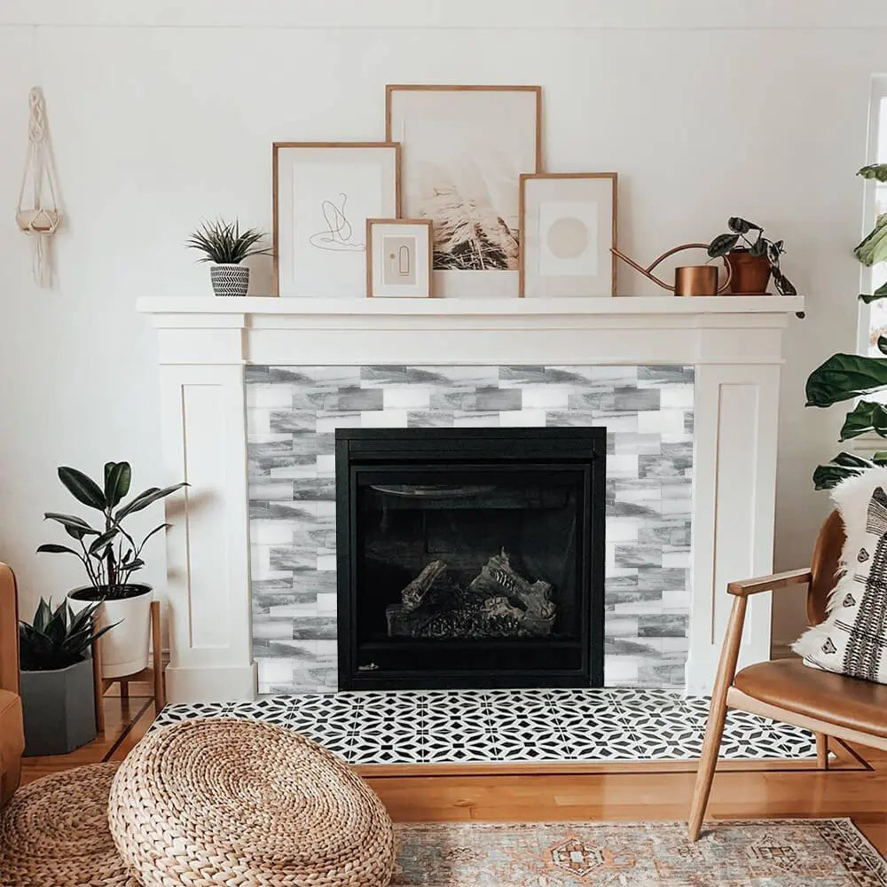 2''x4'' Subway Peel and Stick Tiles Sheeted - Marble Grey