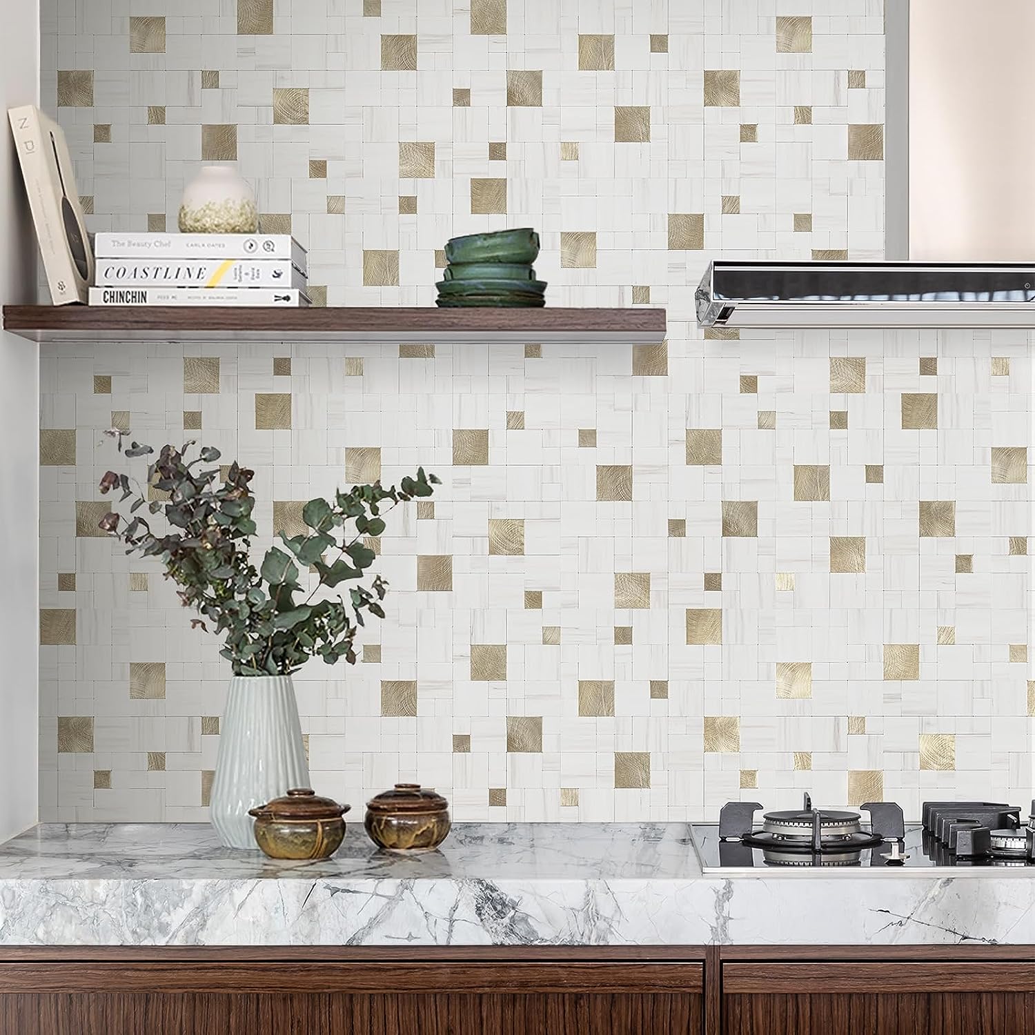 Square Mosaic Peel and Stick Tiles - Dolomite White