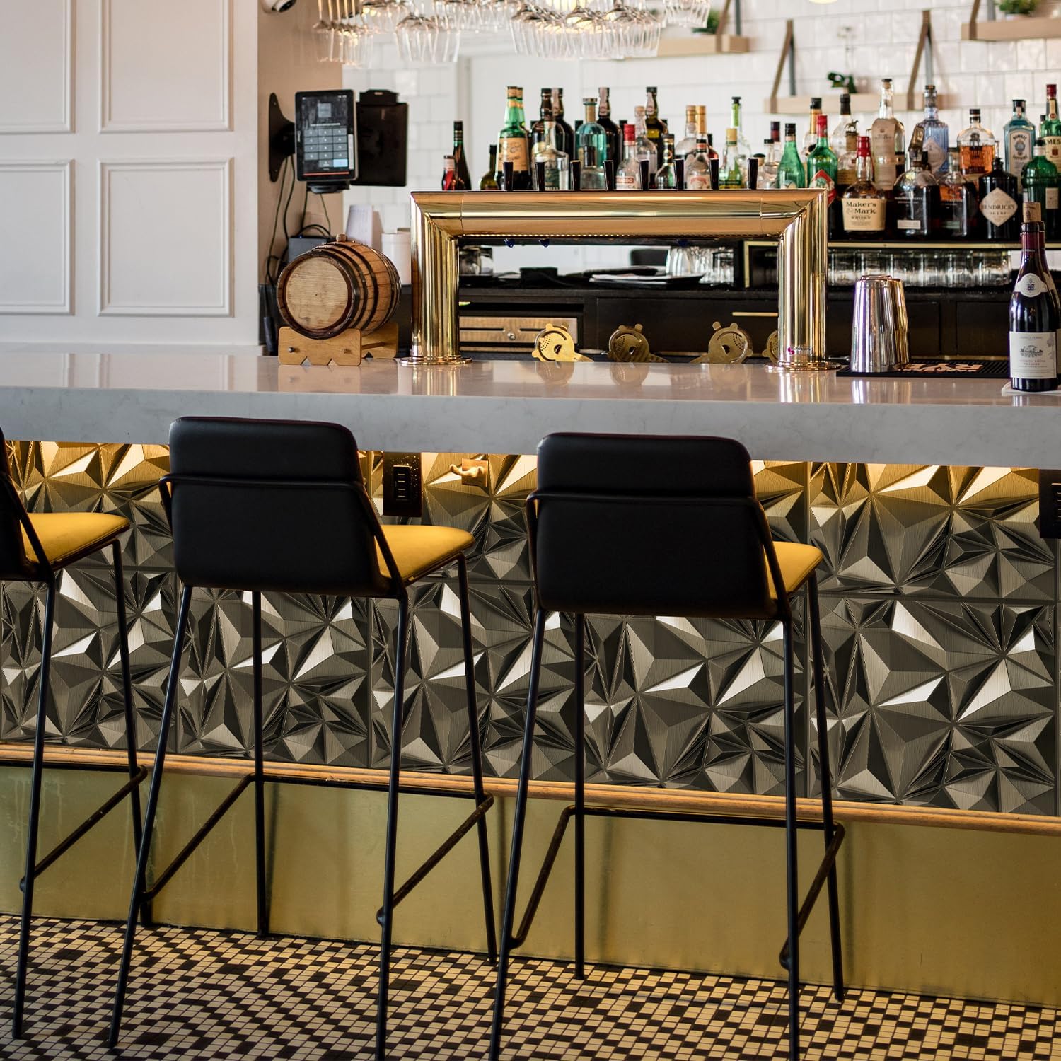 Irregular Diamond 3D Wall Panels - Brushed Silver