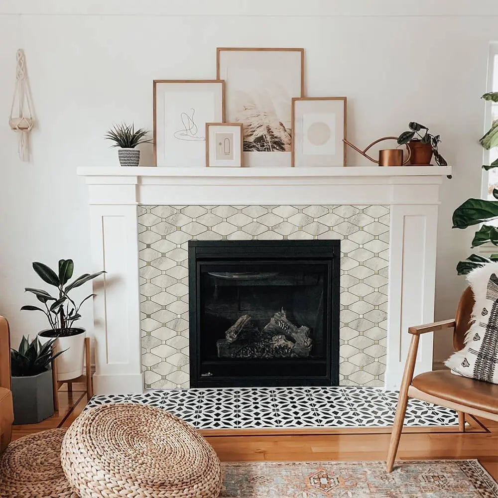 PVC Mixed Metal Mosaic Tile Backsplash- Beige