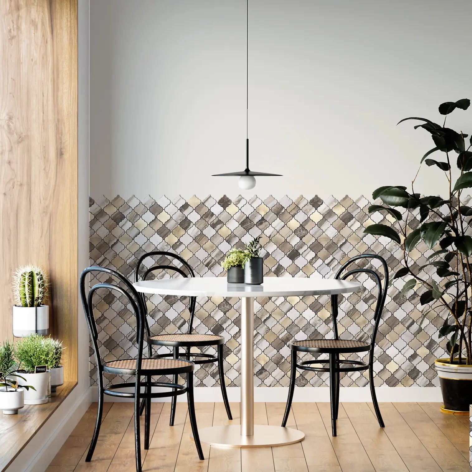 Arabesque Peel and Stick Tiles - Gold Wood Grain Marble