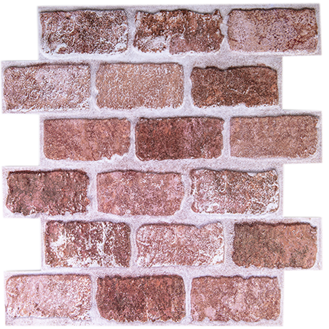 3D Reddish-brown Brick Peel and Stick Wall Tile