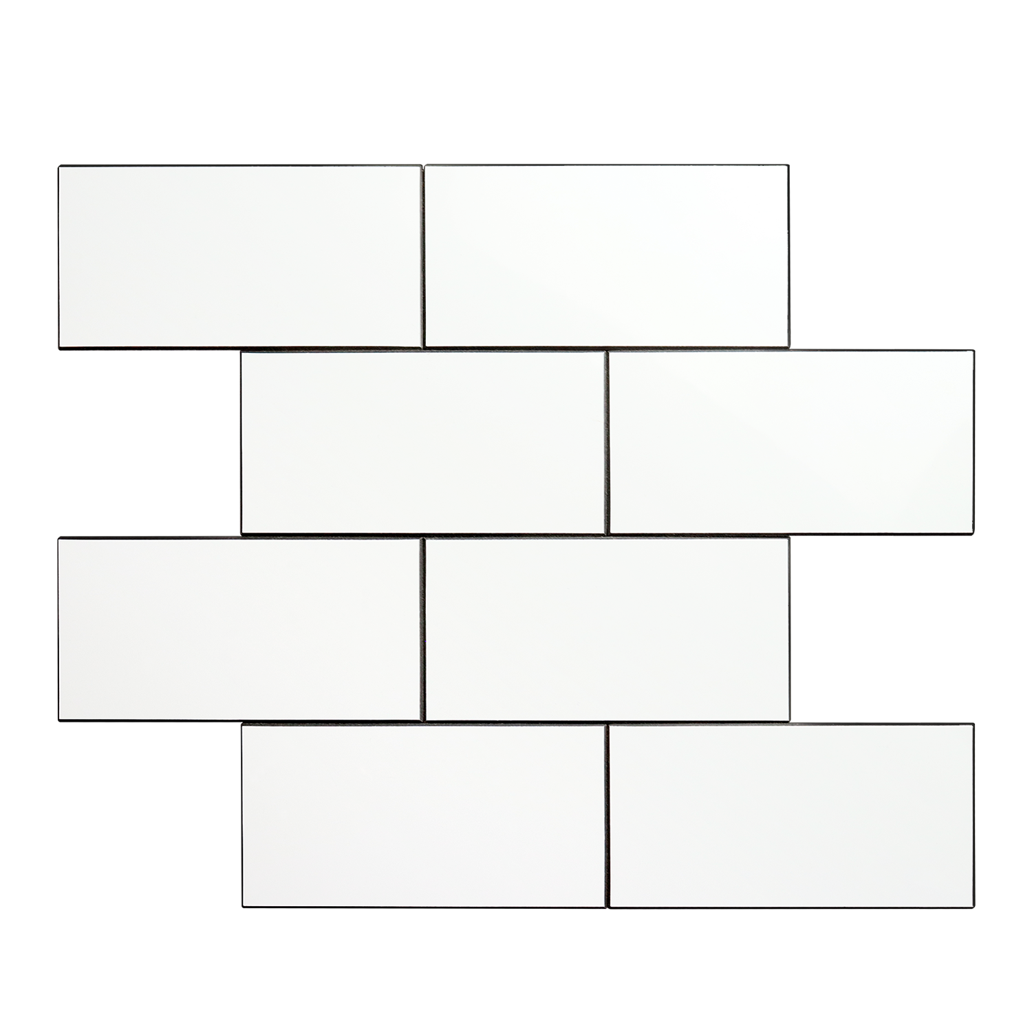 3''x6'' Subway Mosaic Tiles Sheeted - White With Gray Grout