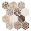 3D Brown Tone Hexagon Boho Peel and Stick Wall Tile
