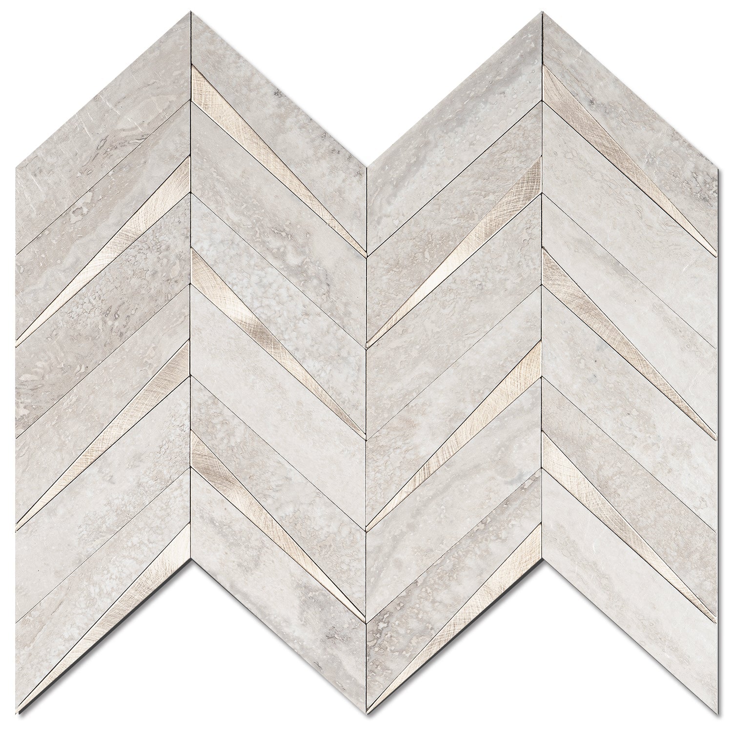 Herringbone Wall Tiles - Beige Mixed Metal Gold