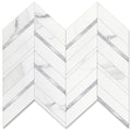 Herringbone Wall Tiles - White Marble Mixed Silver