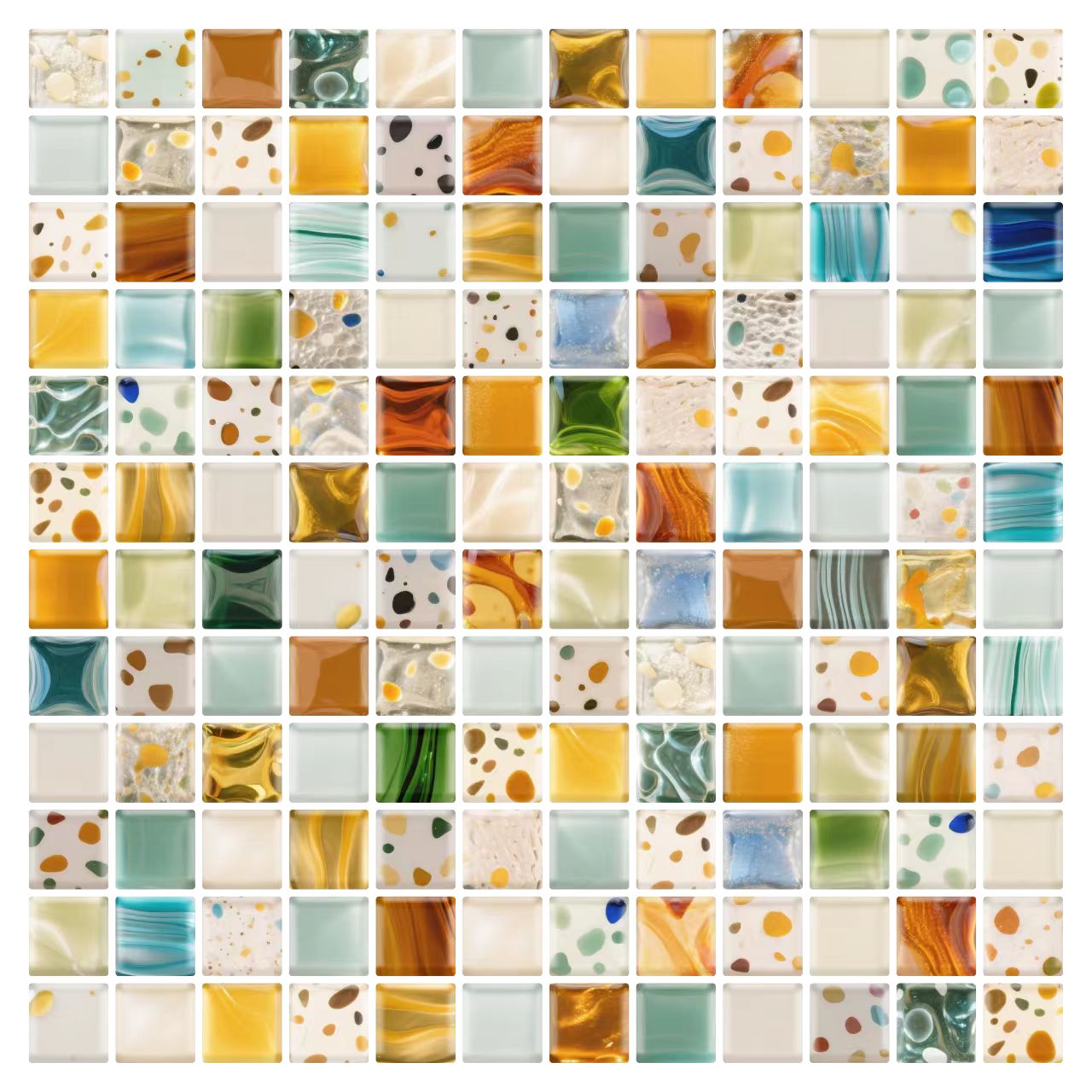 3D Colorful Mosaic Peel and Stick Wall Vinyl Tile
