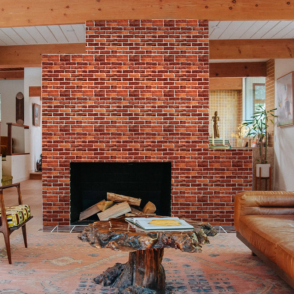 3D Classical Red Brick Peel and Stick Wall Tile