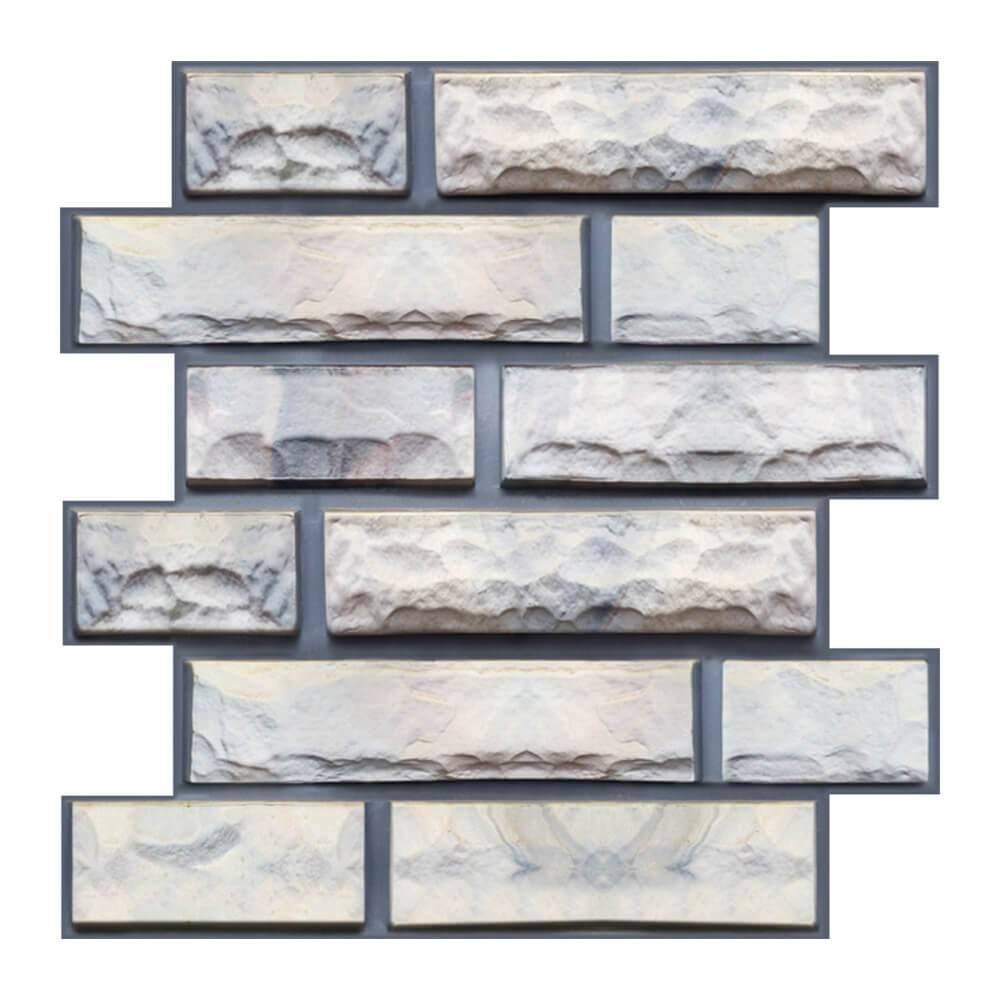 3D Gray Stone Peel and Stick Wall Tile