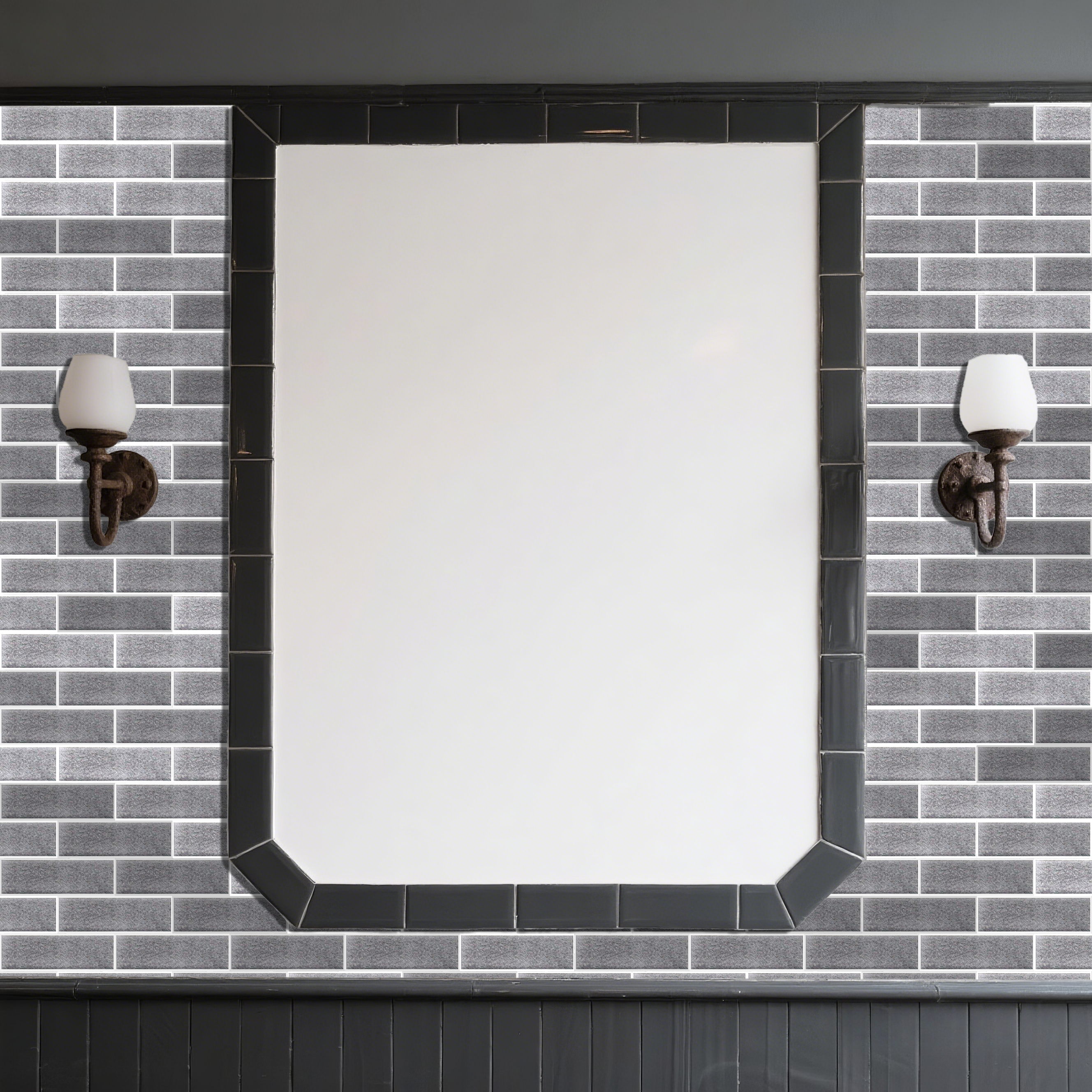 3D Classic Gray Brick Peel and Stick Wall Tile