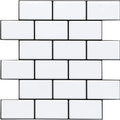 Subway Tiles Peel and Stick Thicker Design - Cold White with Black Grout