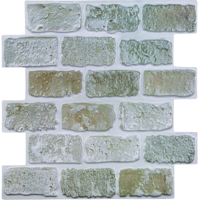 3D Green Brick Peel and Stick Wall Tile