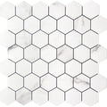 Hexagon PVC Mixed Metal Mosaic Tiles -  White Marble