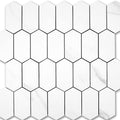 Long Hexagon PVC Mixed Metal Mosaic Tiles -  Statuary Marble Look