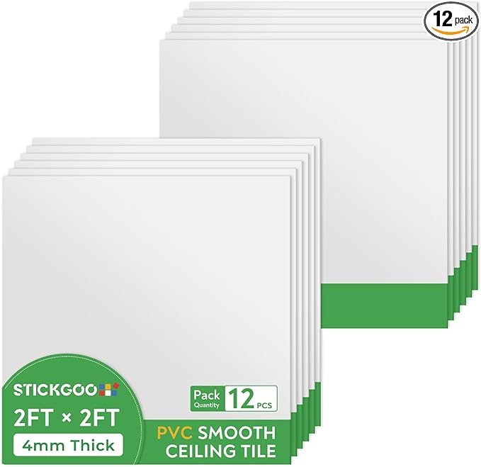 PVC Decorative Ceiling Panel 48 Sq. Ft - White