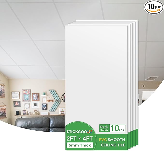 PVC Decorative Ceiling Panel 80 Sq. Ft - White