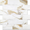 2''x4'' Subway Peel and Stick Tiles Sheeted - Calacatta Gold Marble