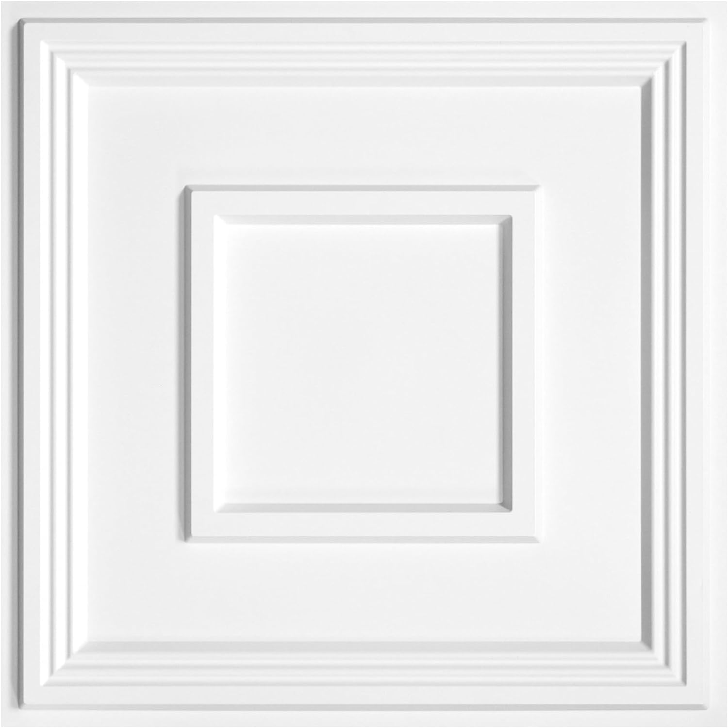 Coffered Decorative PVC Ceiling Tile - White