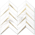 Herringbone Wall Tiles - White Marble Mixed Gold