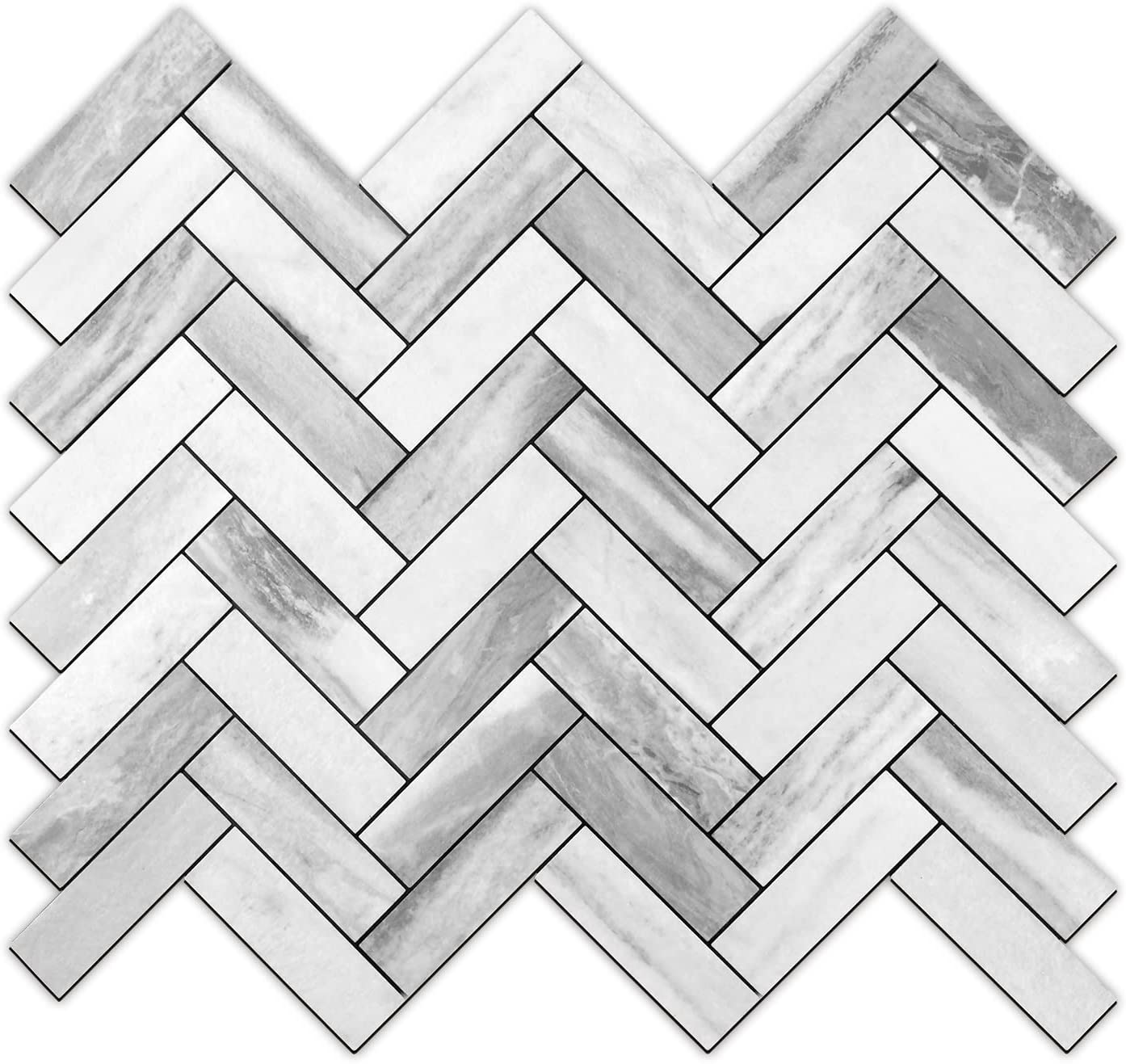 2022 Herringbone Wall Tile - Grey Wood Grain Marble