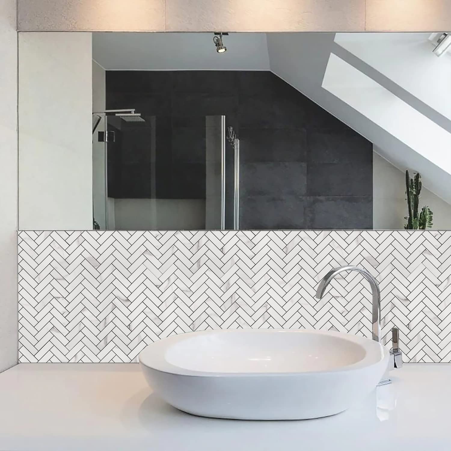 2022 Herringbone Wall Tile - Statuario White Marble