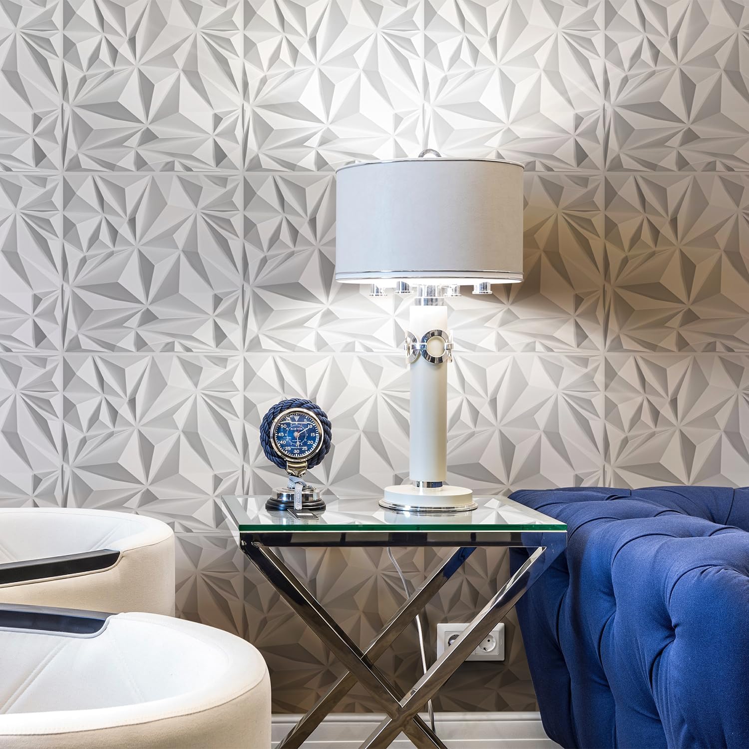 Irregular Diamond 3D Wall Panels - White