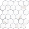 Hexagon Faux Stone Mixed Metal - Staturio White Marble With Metal Silver