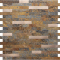 Faux Stone Mixed Metal Linear Blend - Rust Brown with Metal Gold