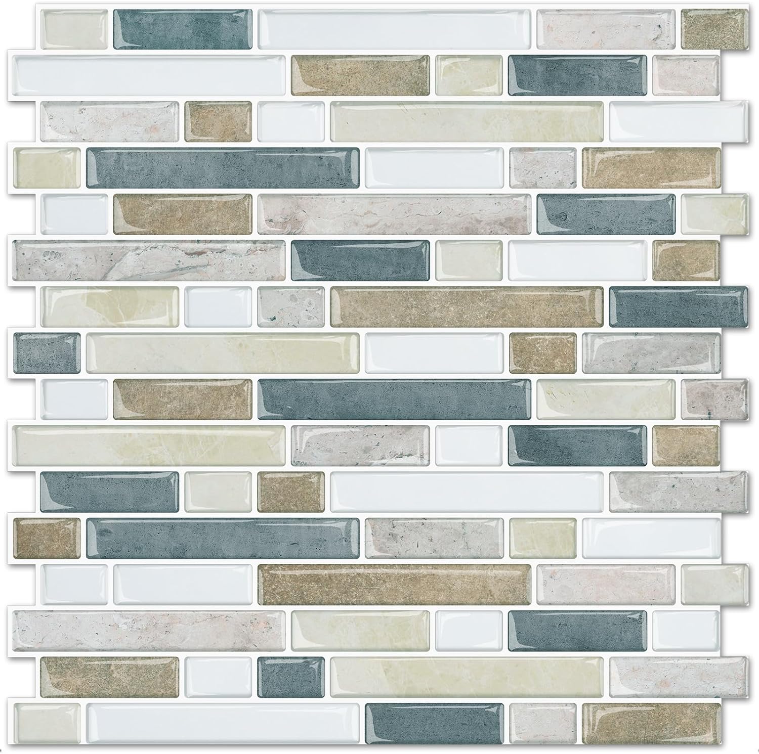 Linear Blend Backsplash - Beige & Blue