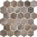 Hexagon Faux Stone Mixed Metal - Wood Texture with Metal Gold