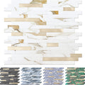 10 Sheets Peel and Stick Backsplash Tile for Kitchen/Bathroom/Laundry Room/Fireplace/RV, Marble Calacata with Metal Gold