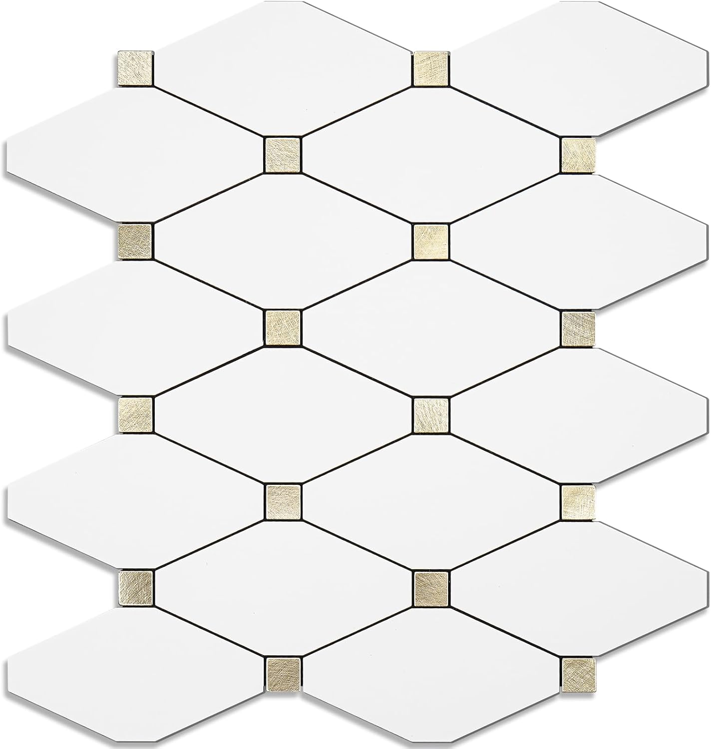 PVC Mixed Metal Mosaic Tile Backsplash - Pure White