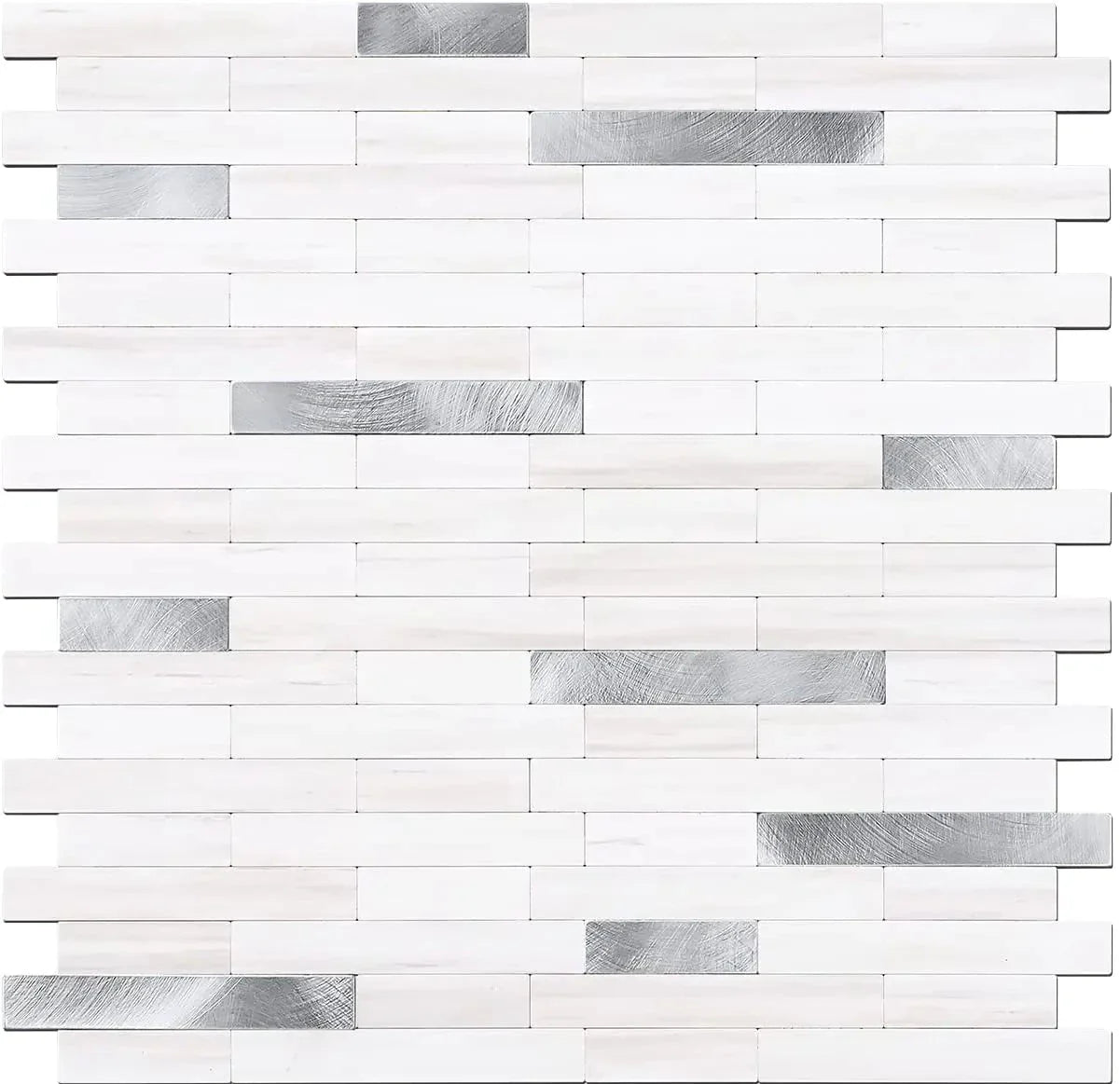 Faux Stone Mixed Metal Linear Blend - Dolomite White Mixed Metal Silver