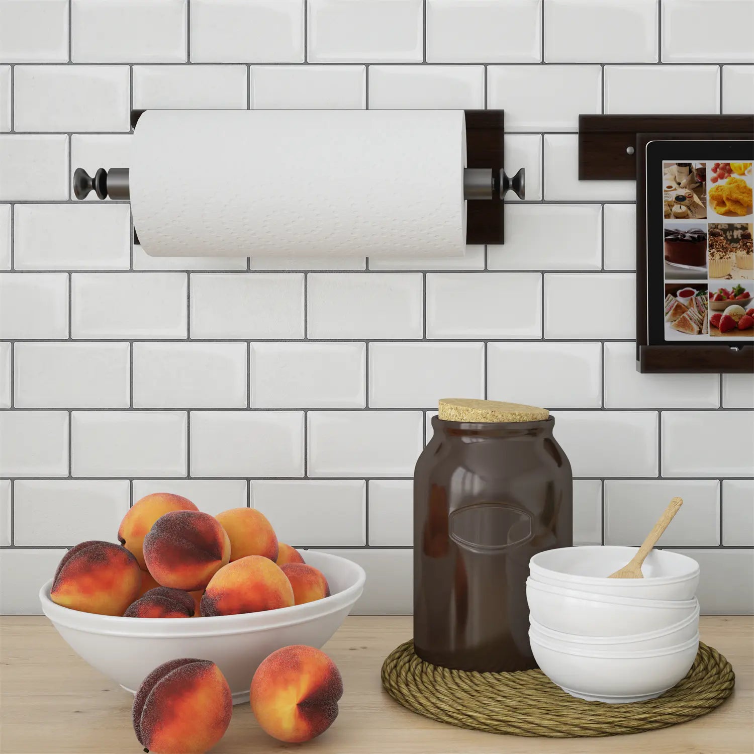 Subway Tiles Peel and Stick Thicker Design - Warm White with Grey Grout