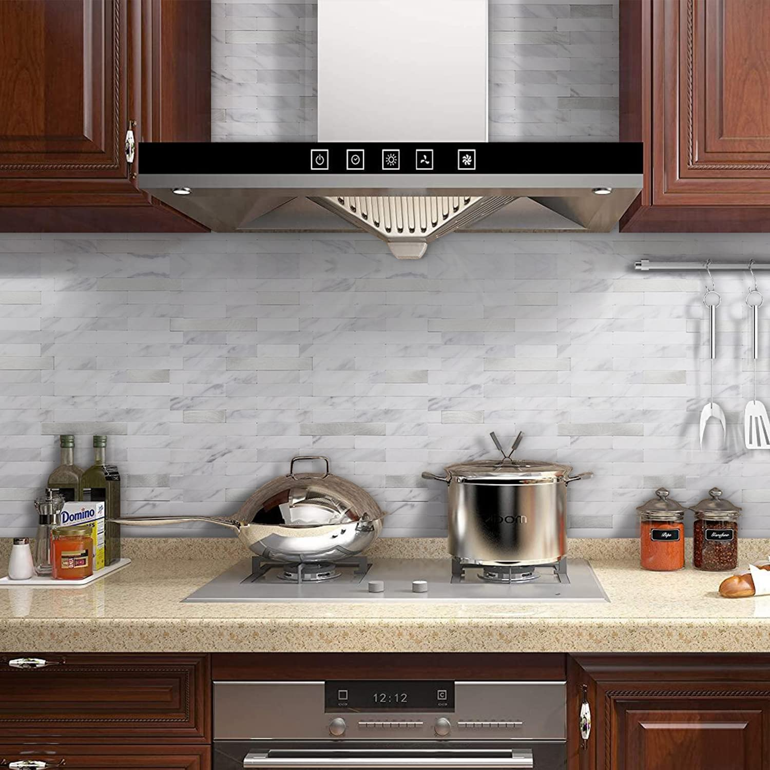 Faux Stone Mixed Metal Linear Blend - White Marble with Metal Silver