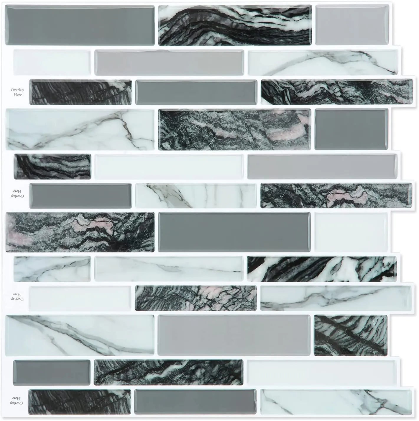 BUYSTICKTILES Linear Blend - Marble Black & Grey