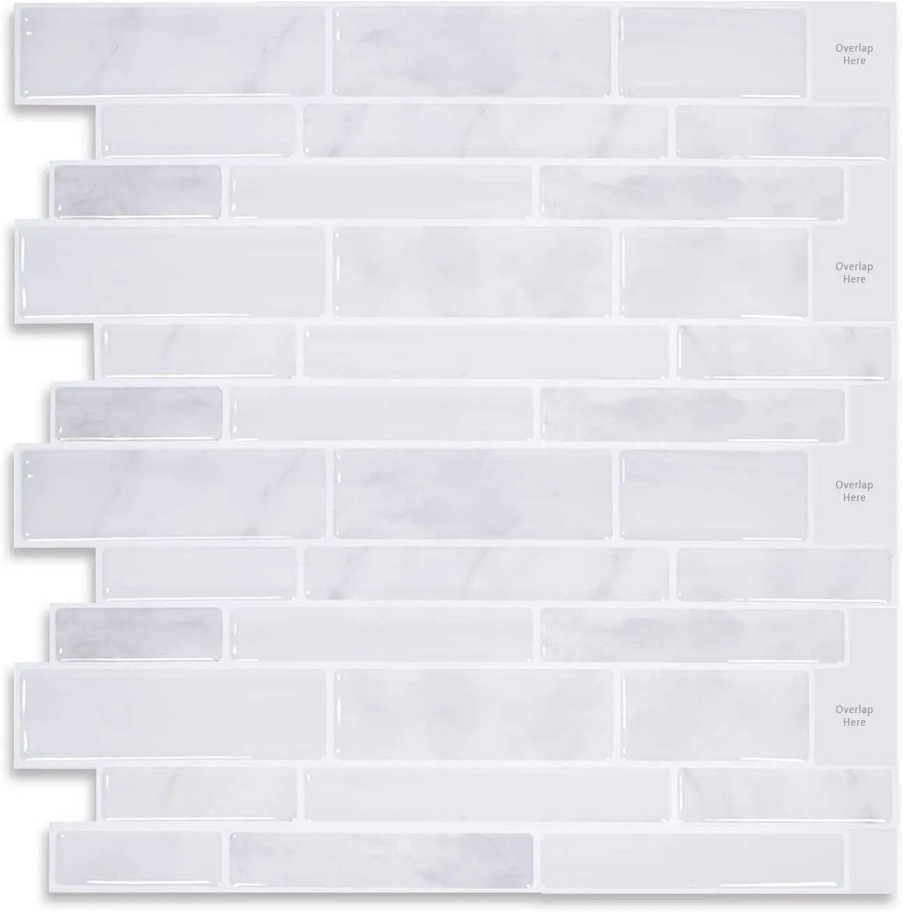 BUYSTICKTILES Linear Blend - Sliver White With Grey Vein